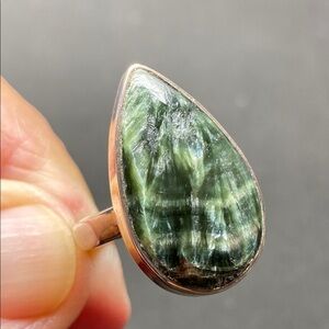 Seraphinite Rings Size 7.5 in Solid Sterling Silver 925
